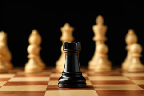 Symmetrical Arrangement Of Opposing Chess Armies On Clean White Background