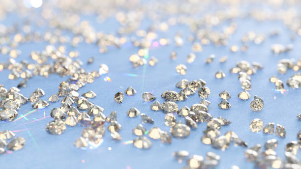 Loose Diamonds On Blue Background stock photo