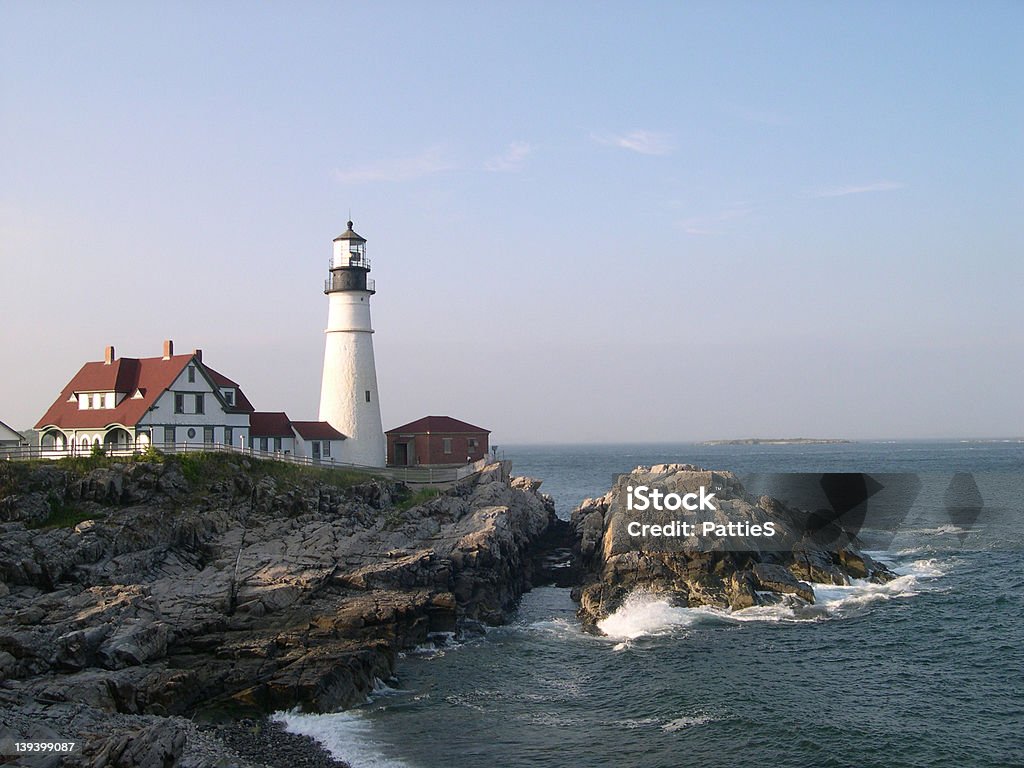 Farol em Cape Elizabeth Portland, Maine - Foto de stock de Cabo Elizabeth royalty-free