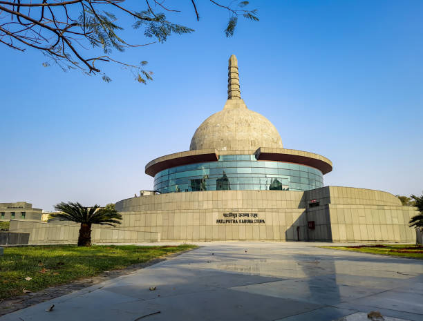 istock buddha stupa with bright blue sky at morning from low angle 1393990892