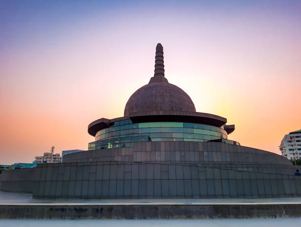 istock buddha stupa with bright colorful evening sky at dusk from different angle 1393991897