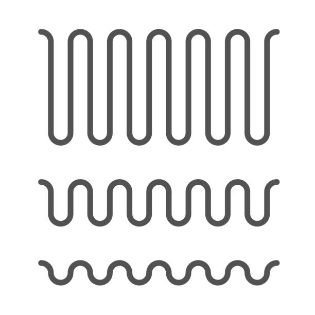 wave curve line pattern icon vector or water ripple zygzakowaty grafik, fala w kształcie węża lub sznurek zmarszczka płynny przepływ, prosty liniowy czarny cienki wątek lub sznurek clipart obrazu - wavelet stock illustrations