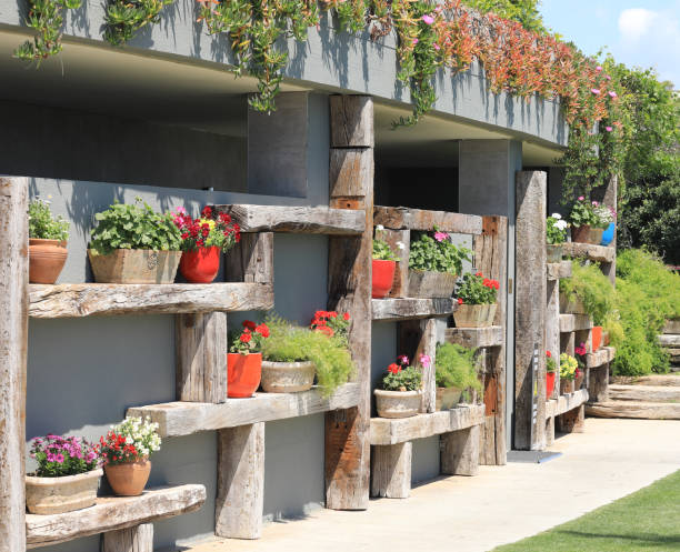 istock decorative wooden shelves with flowers 1393993481