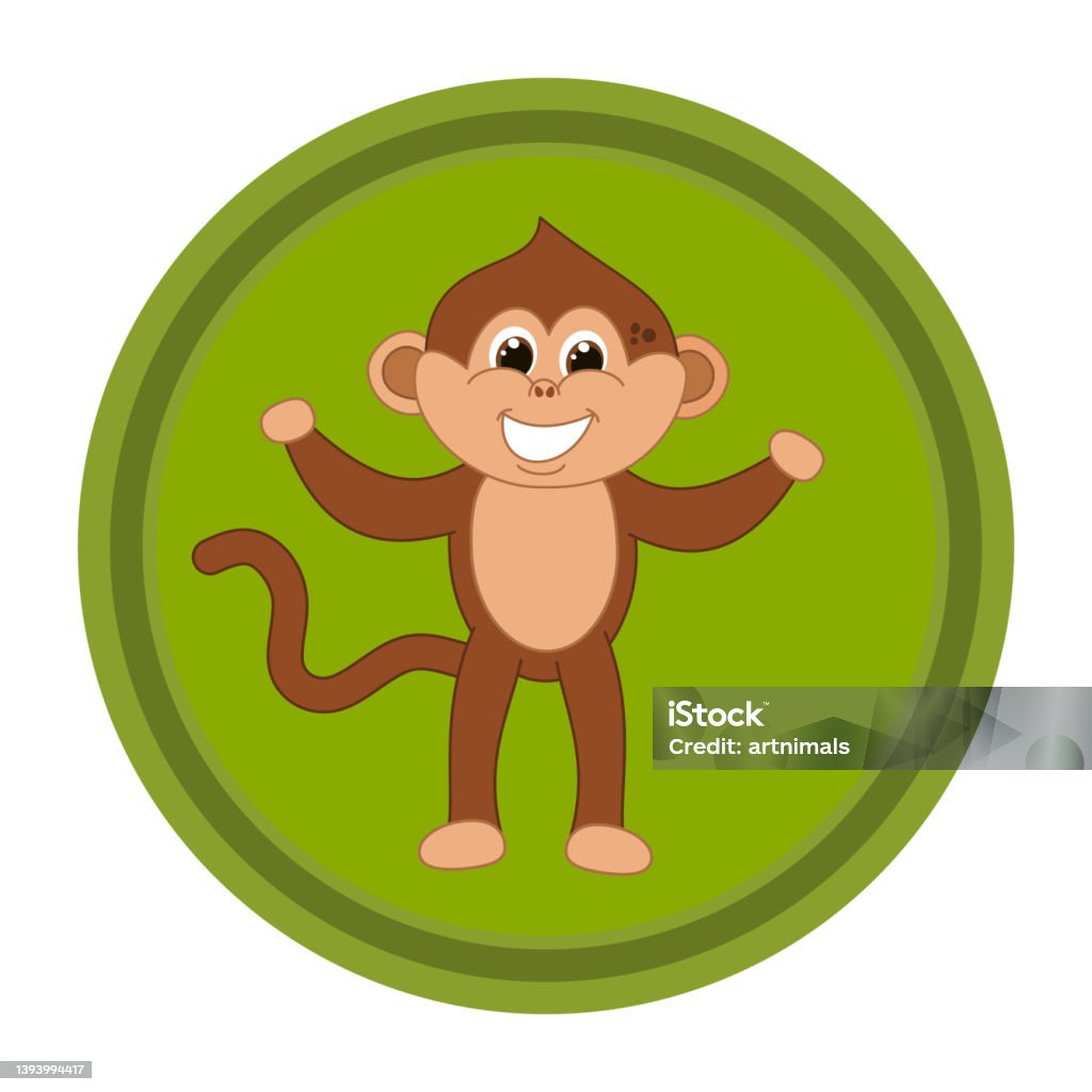 Desenho Animado De Macaco Sorridente E Marrom. Ilustração do Vetor