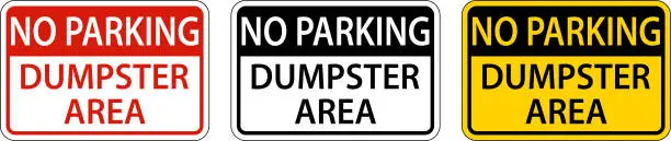 Vector illustration of No Parking Dumpster Area Sign On White Background