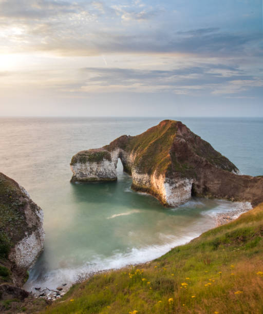 istock Flamborough head coastal view with long exposure 1393997238