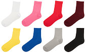 Socks of various colors isolated on white