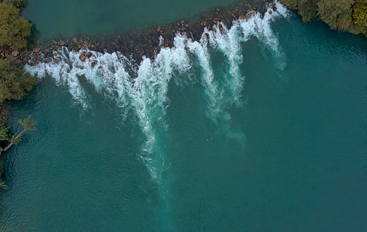 aerial view of the waterfall of Manavgat from Drone, Antalya, Turkey