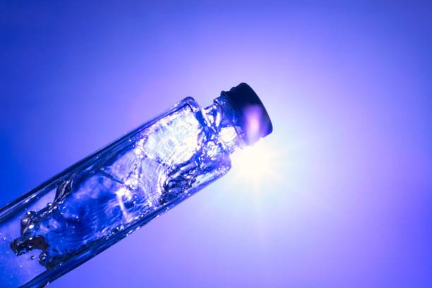 Liquids and bubbles in a blueback bottle