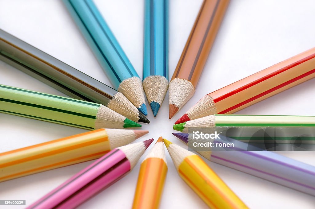 Cirlce of color pencils Circle of color pencils  Abstract Stock Photo