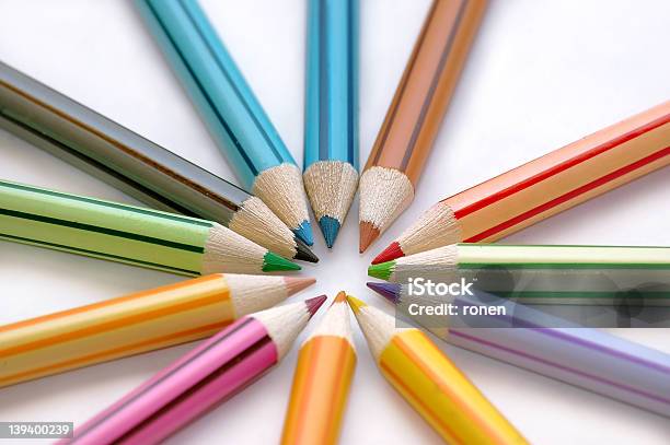 Cirlce Of Color Pencils Stock Photo - Download Image Now - Abstract, Animal Markings, Art