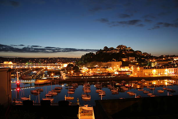 harbour at night long exposure of my local harbour torquay uk stock pictures, royalty-free photos & images