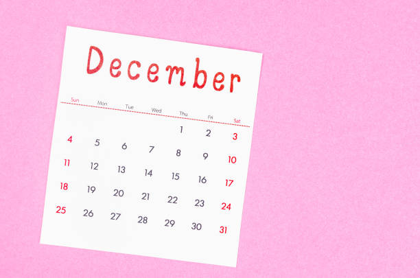 istock December 2022 calendar on pink background with empty space. 1394005562