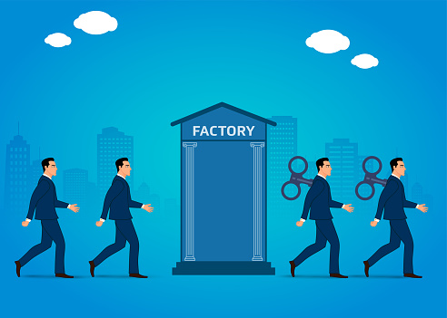 Factory Work Routine Employees Task Working In The Factory Productivity Routine Stock Illustration ...