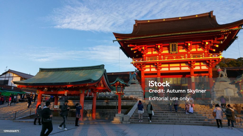 Fushimi Inari Romon Fushimi Inari Romon Gate Beautiful Sunset Dusk Stock Photo - Download ...