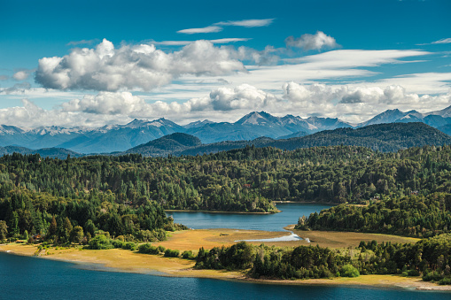 Panoramic view of the Los Arrayanes National Park, near Barriloche, Argentina
