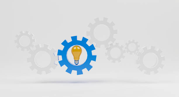 istock Yellow lightbulb with mechanical gear for creative thinking idea and innovation concept by 3d render. 1394011709