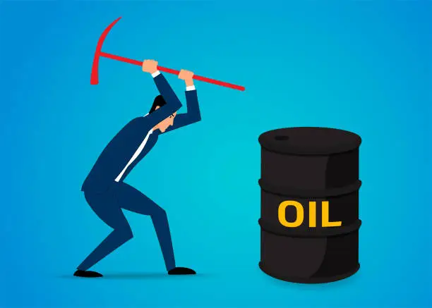 Vector illustration of Man and oil