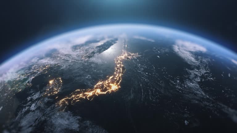 3d Animation Cinematic Realistic Rotating Night World in Space, Japan, north korea, south korea and its surroundings viewed from space. It can be used for commerce or Continental economy and culture. (depth of field)
Night Maps of the Earth from NASA