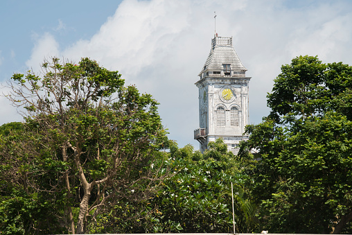 Zanzibar City, Tanzania - April 24,2022: View on architecture of Stone town in Zanzibar City.