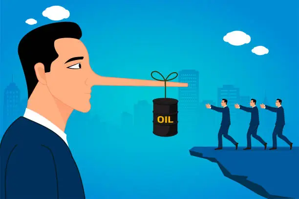 Vector illustration of Oil and lies