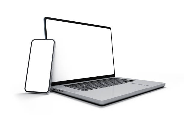 istock Laptop and smartphone device with blank screen, isolated on white background 1394016811