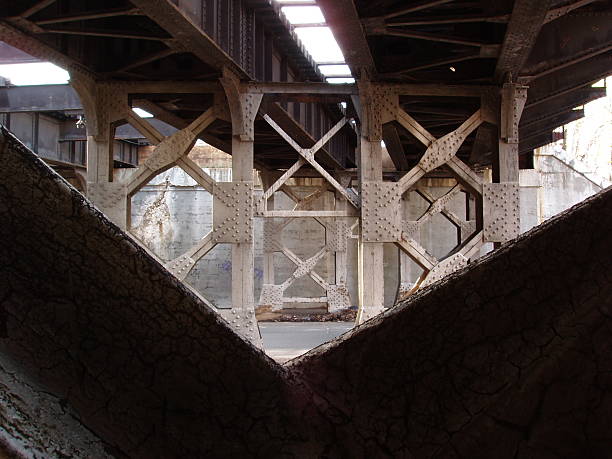 Under An Old Train Track Bridge stock photo