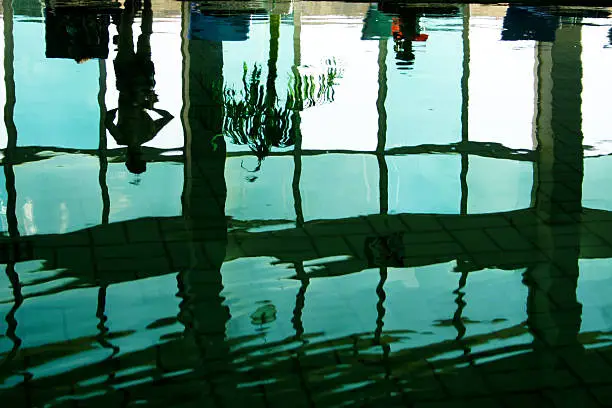 Waterreflection from a public swimming pool