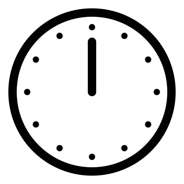 ein einfaches zifferblatt, das nur 0 uhr anzeigt - zwölf uhr stock-grafiken, -clipart, -cartoons und -symbole