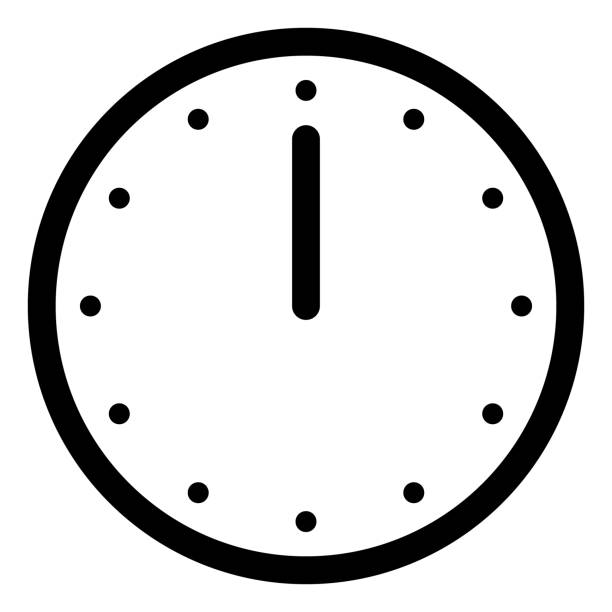0시만 보여주는 간단한 시계 얼굴 - 12시 stock illustrations