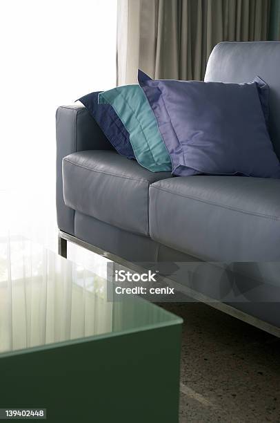 Living Room Stock Photo - Download Image Now - Blue, Color Image, Cushion