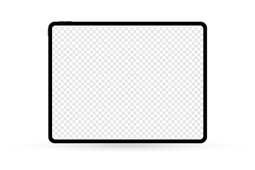 Vector tablet mockup with transparent screen isolated on white background