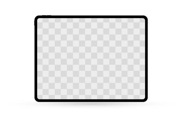 vektor-tablet-mockup mit transparentem bildschirm, isoliert auf weißem hintergrund - tablet pc stock-grafiken, -clipart, -cartoons und -symbole