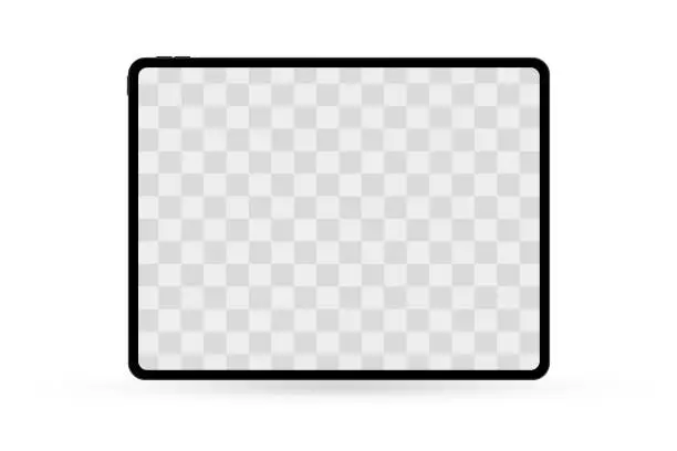 Vector illustration of Vector tablet mockup with transparent screen isolated on white background