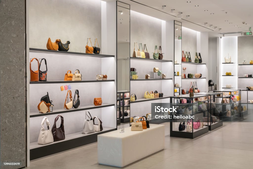 luxury fashion store front in modern shopping mall. Luxury Stock Photo