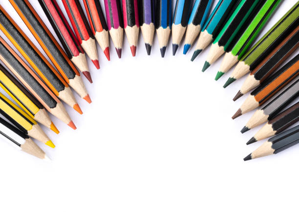 istock Assorted color pencils over white background with copy space 1394034550