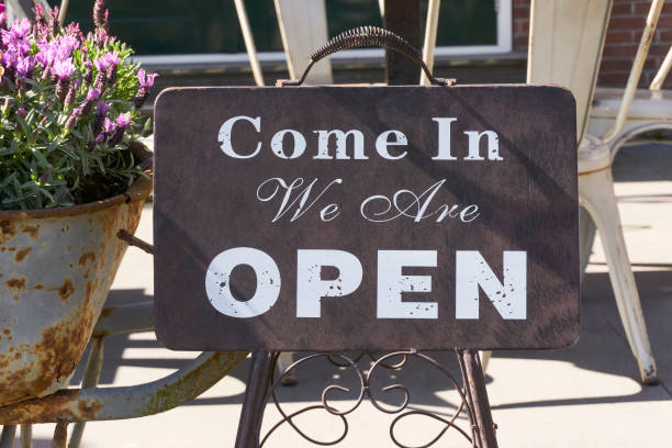istock Sign with text  Come In We Are Open 1394034784