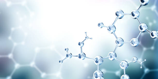 istock Horizontal banner with models of abstract molecular structure. Science or education background with atom model 1394035597