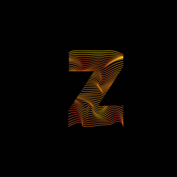 z 文字の波線。モーションウェーブ付きのz文字。カラフルなねじれた線とアルファベットのロゴ。 - alphabet letter z three dimensional shape typescript点のイラスト素材／クリップアート素材／マンガ素材／アイコン素材