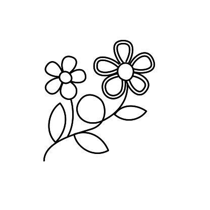 Simple flower icon in think line style isolated on a transparent background. There is no white shape behind this so it can be dropped into your files. File includes EPS Vector file and high-resolution jpg.