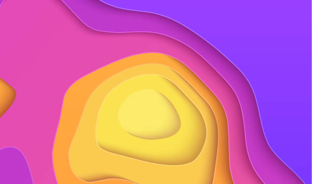 istock Purple yellow gradient paper cut design. Vector illustration. Colorful topographic background. EPS 10 1394038908