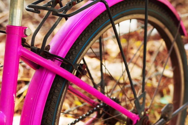 Pink colored bicycle frame details