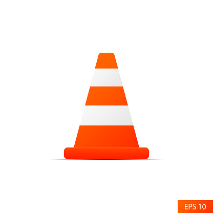 Orange traffic cone vector icon in flat style design for website design, app, UI, isolated on white background. EPS 10 vector illustration.