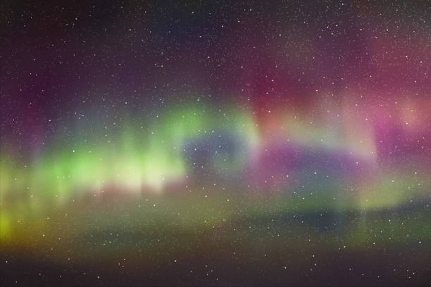 istock Night starry sky and Northern lights 1394044791