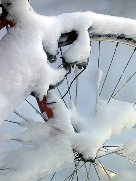 winter biking stock photo