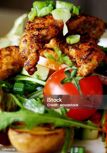 Closeup Of Grilled Chicken Salad Stock Photo - Download Image Now - Appetizer, Cajun Food, Chicken Breast