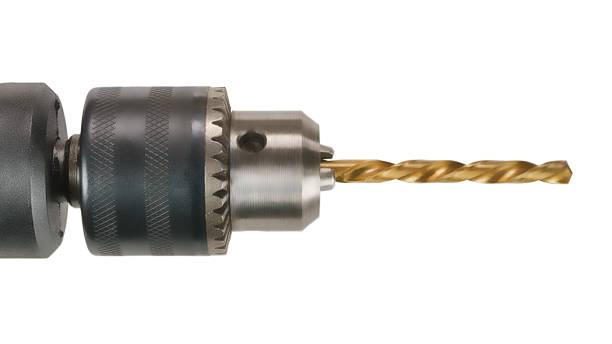 istock Drill chuck with drill isolated with clipping path 1394048861