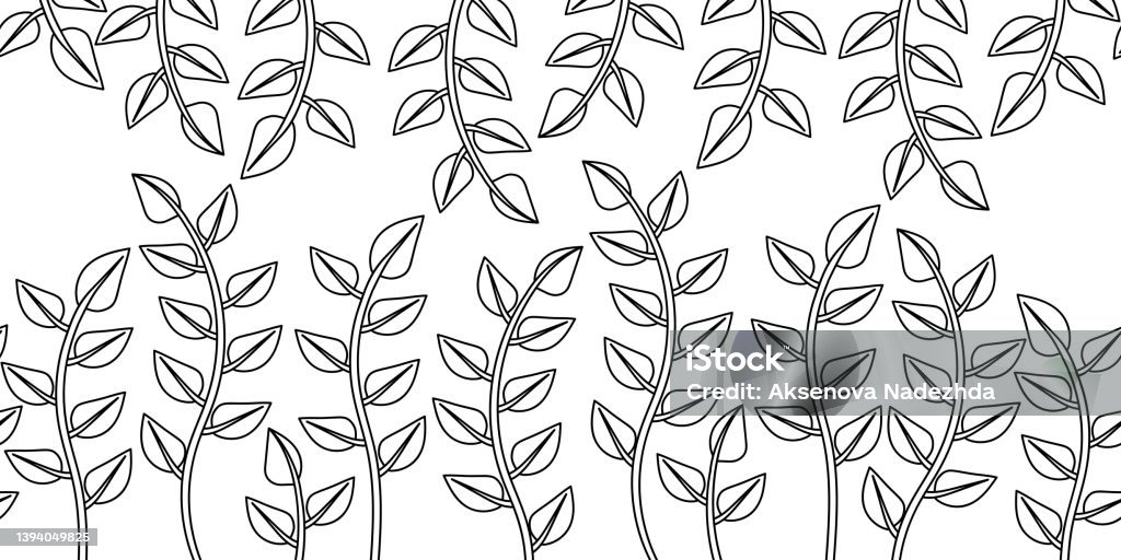 Sprout Text Border Seamless Border Vector Branches And Leaves Sprout Growing Stock ...