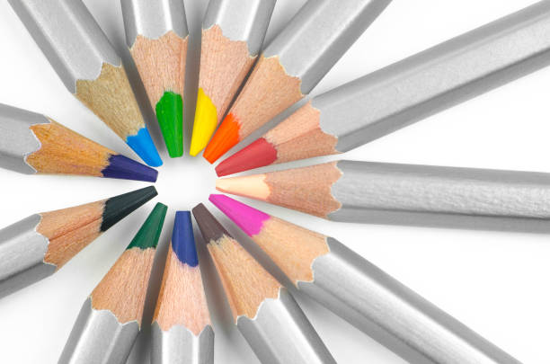istock The pencils are folded in a circle. Multi-colored pencils on a white background. Learning and creativity concept 1394052478