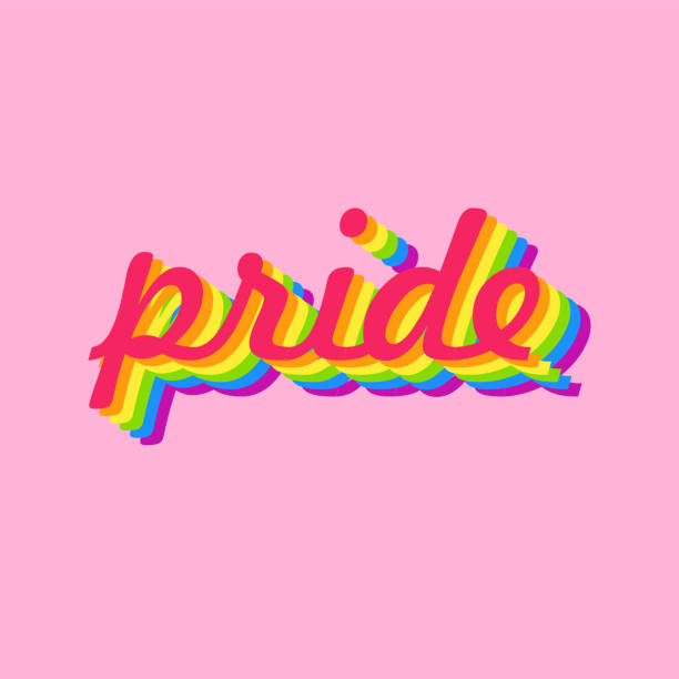 Lettering LGBT pride. Pride month. Pride emblem. Gradient. Imitation of 3D effect Background for design, rainbow colors. Lgbt concept against homosexual discrimination. pride month rainbow stock illustrations